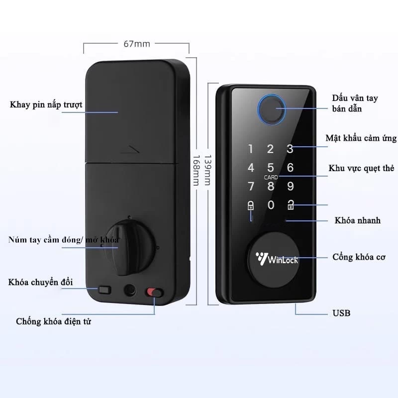 Khả năng bảo mật vượt trội của Khóa cửa thông minh có tay cầm Winlock TT-360W