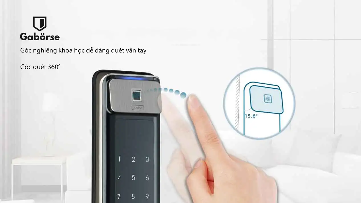 Cảm biến vân tay chính xác cao trên Khóa thông minh Gabörse GE-638VTS